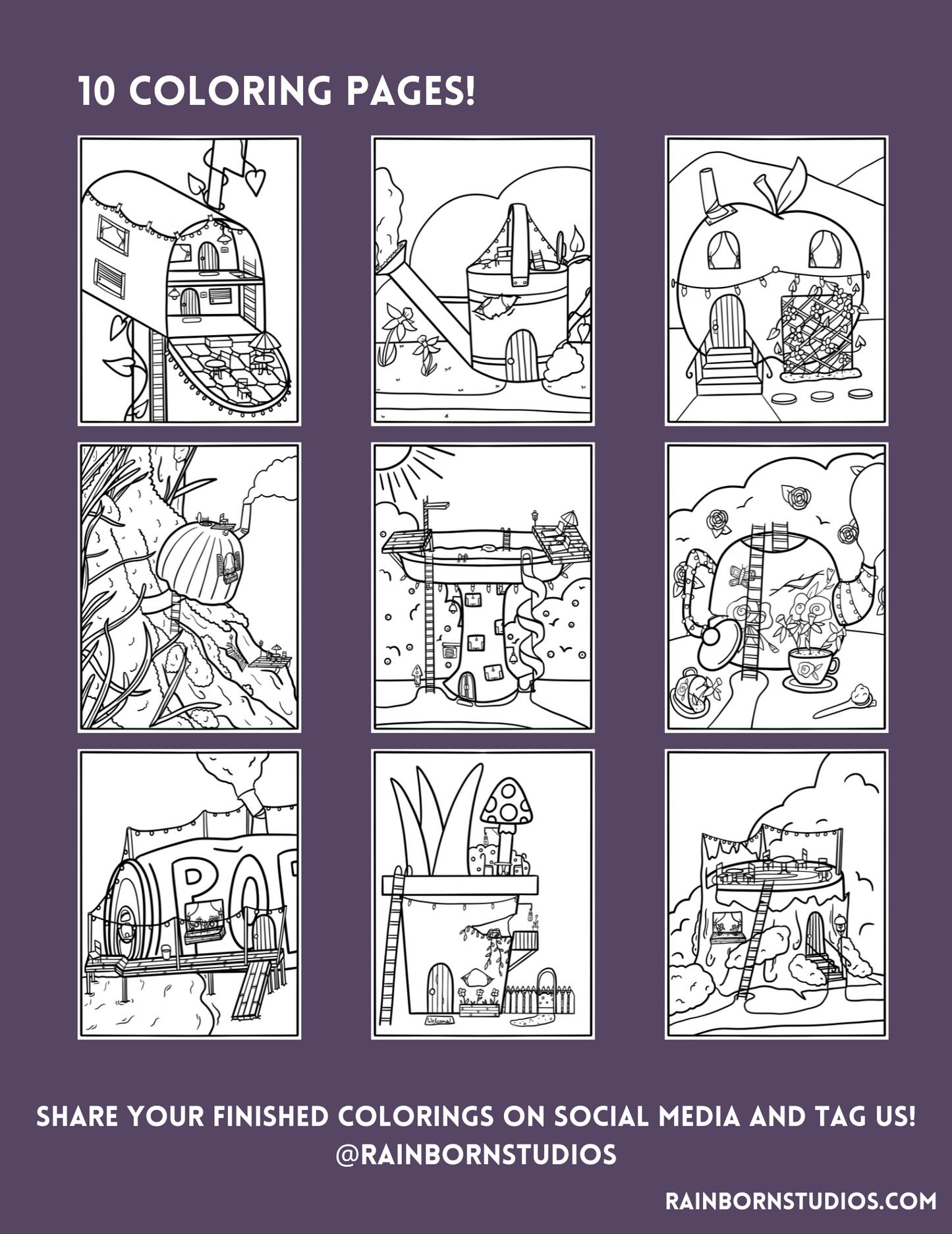 Small Houses Coloring Book